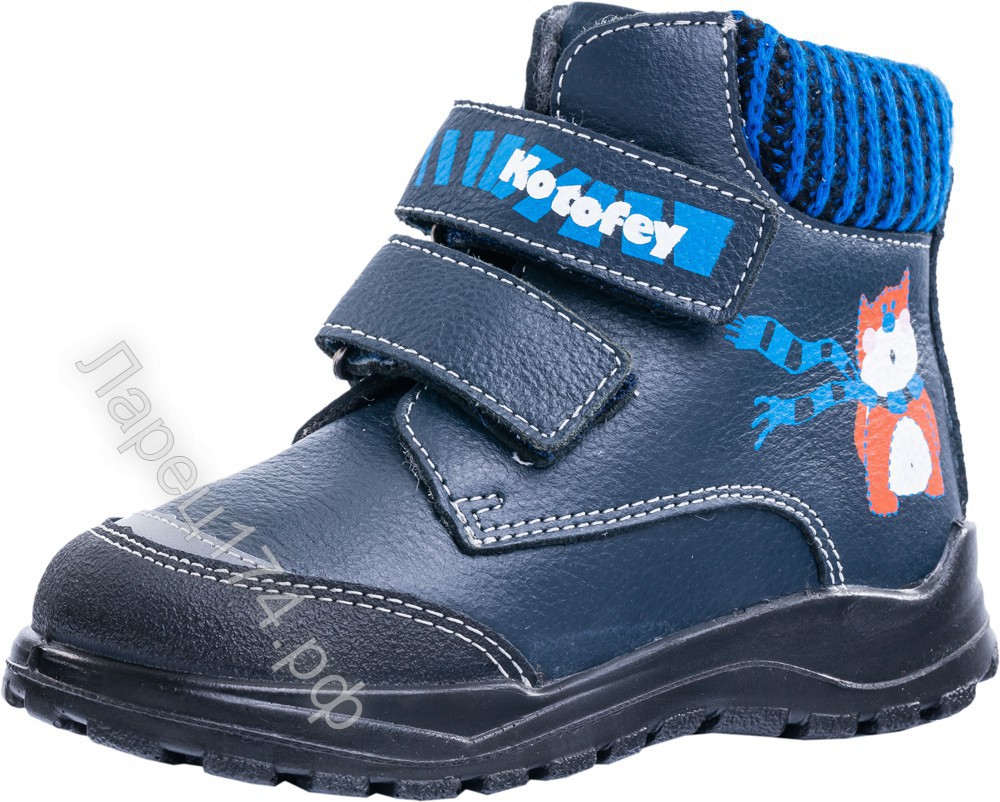 Ботинки Котофей для мальчика, артикул 152141-32, синий - Интернет-  магазин детской обуви Ларец174.рф, Копейск
